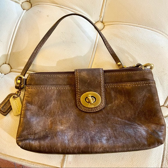 Coach Handbags - Coach small handbag purse metallic leather good condition